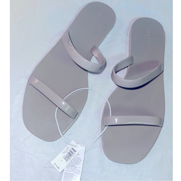 NWT - OLD NAVY Shiny-Jelly Slide Sandals Color:
Light Taupe Brown - Size 9 - Picture 2 of 2